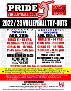 Westchester 2022-2023 club season tryout dates